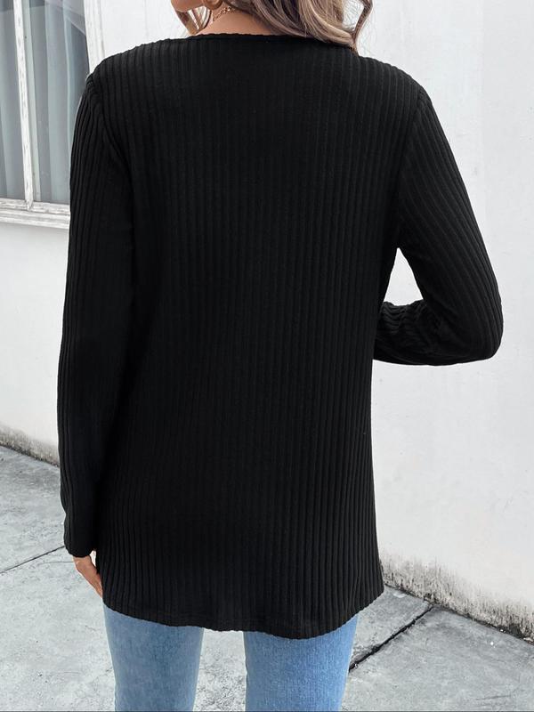 Women's Ethnic Pattern Embroidery Long Sleeve Sweater Cardigan, Elegant Open Front Ribbed Knitwear for Fall & Winter, Fashion Women's Knit Clothing for Daily Wear